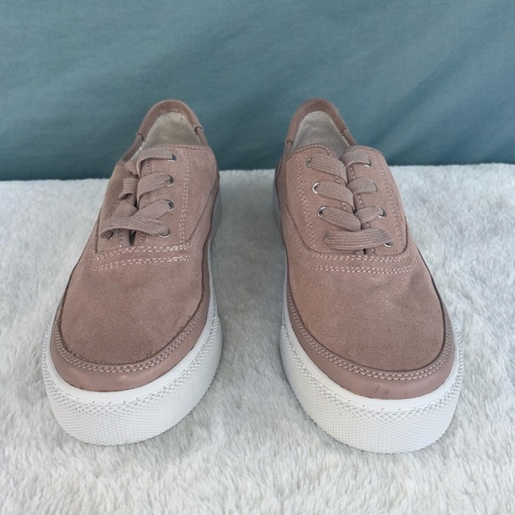 NWOT ALLSAINTS Womens Milla Platform Lace Sneaker Leather Suede Dusky Pink Sz 8 - Picture 1 of 10
